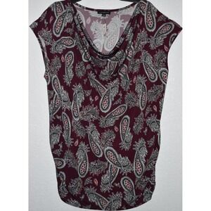 Lane Bryant 18/20 Top Purple Paisley Drape Neck Stretch Pullover Tunic 2X NEW